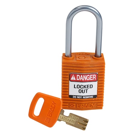 Brady Padlock, Keyed Different, Nylon, Orange CPT-ORG-38AL-KD